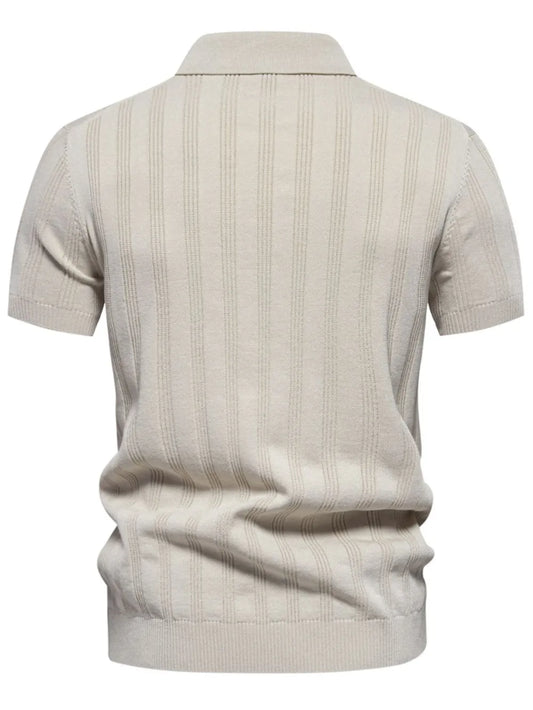 Men's Collared Neck Short Sleeve Knit Polo - Enfance-Heureuse