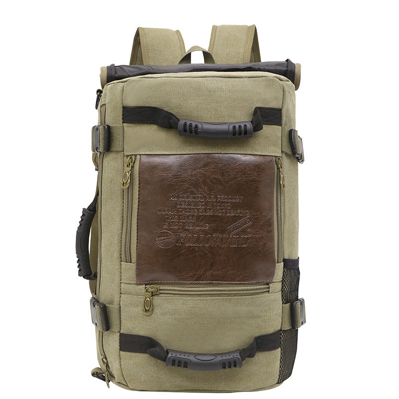 Men Canvas Backpack Huge Travel School Shoulder Computer Backpack Functional Versatile Bags Multifunctional Laptop Bag - Enfance-Heureuse