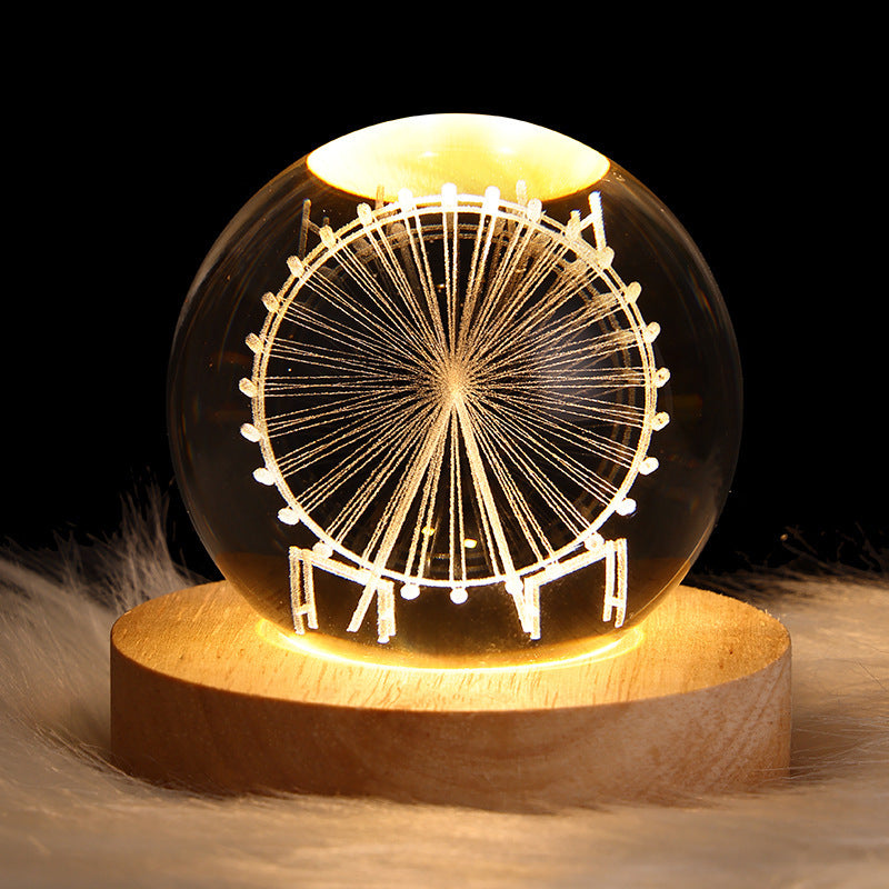 Luminous Starry Sky And Planets Moon Moon Crystal Ball Small Night Lamp Projection Ambience Light Creative Gift New Strange Gift - Enfance-Heureuse