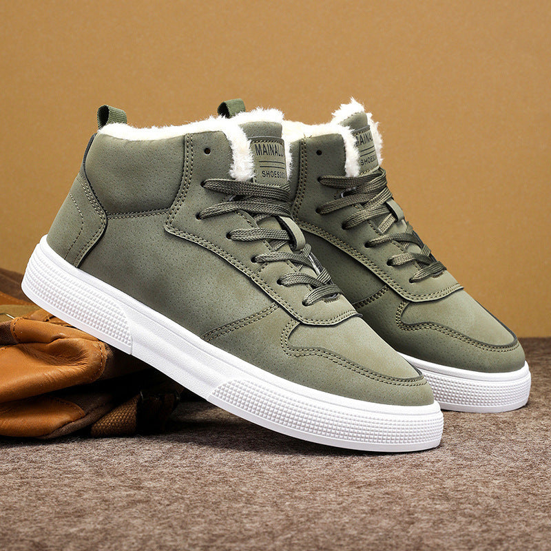 Plus Size Men's High-top Winter Warm Fleece-lined Casual Fashion Sports Cotton Shoes - Enfance-Heureuse