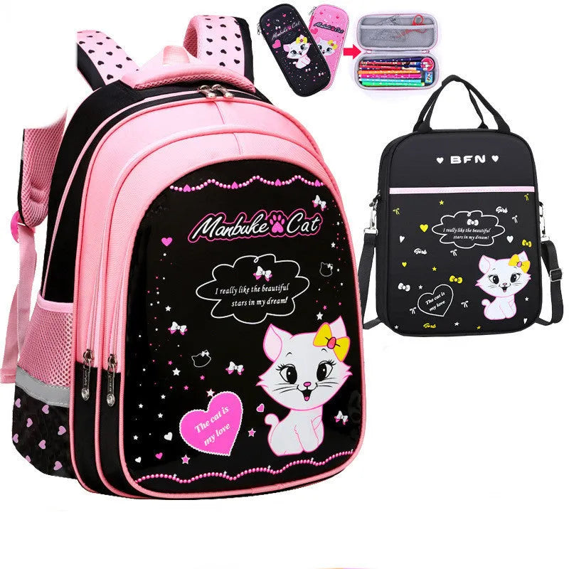 Enfants École Mignon Chat Impression Sac À Dos - Enfance-Heureuse