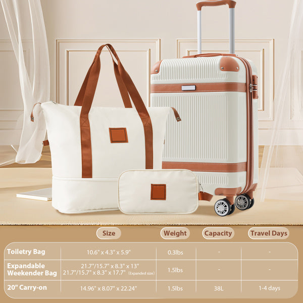 Hard Shell Luggage Set, 3-piece Set, 20 Inches - Enfance-Heureuse