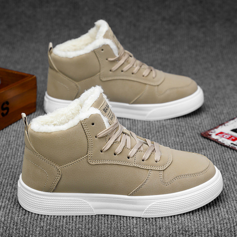 Plus Size Men's High-top Winter Warm Fleece-lined Casual Fashion Sports Cotton Shoes - Enfance-Heureuse