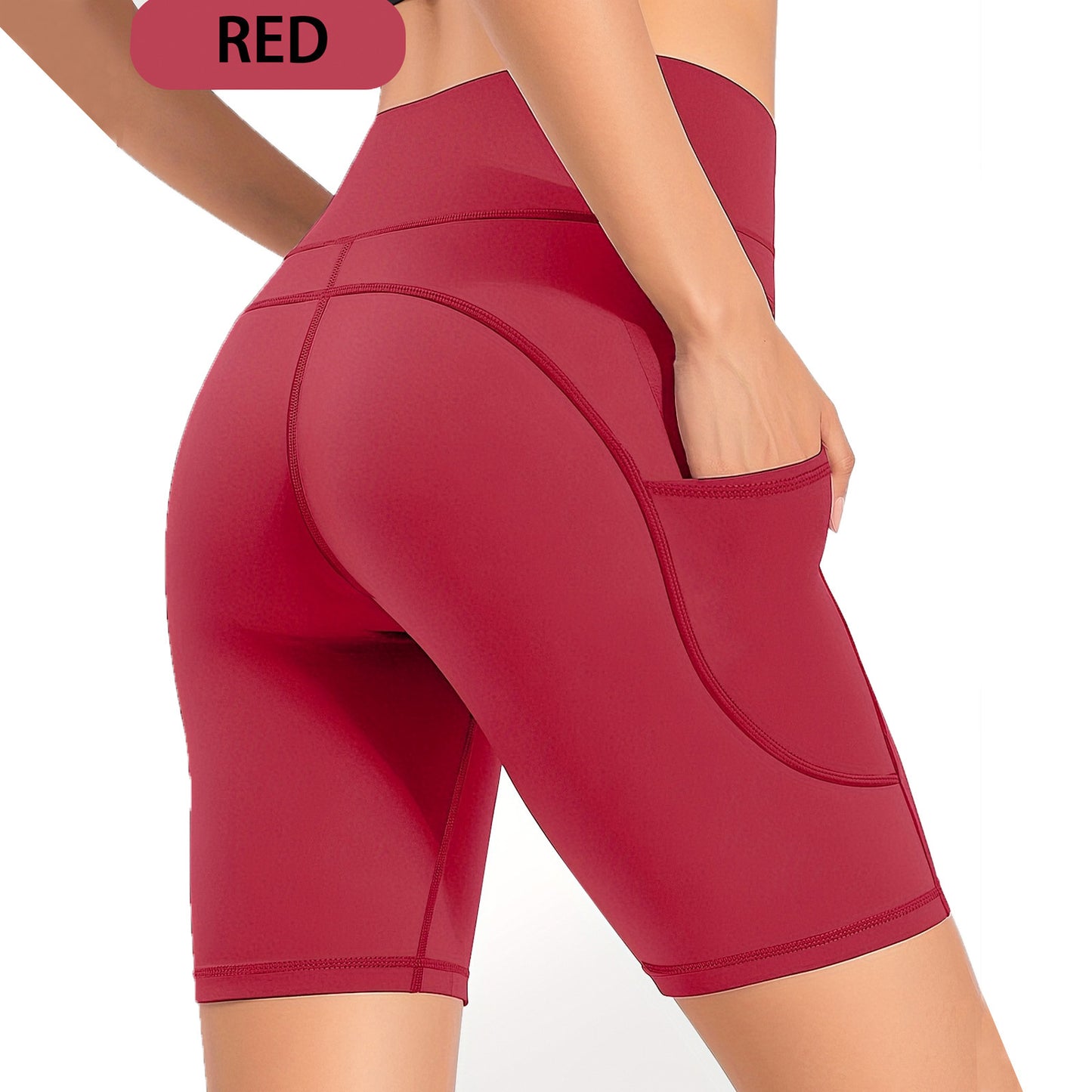 Nude Feel Five Points Yoga Pants Women's Pocket Cycling Pants - Enfance-Heureuse