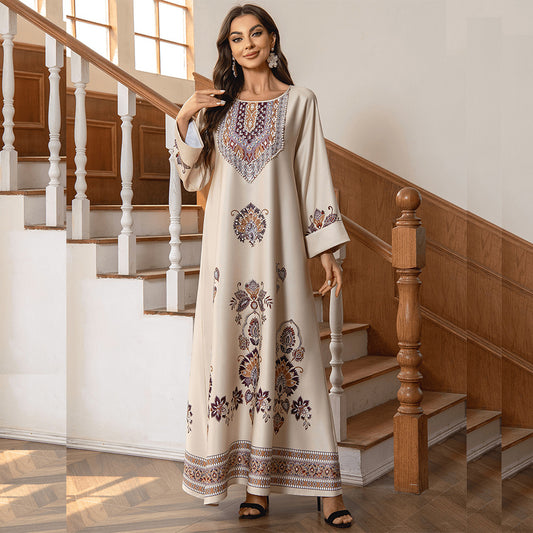 Female Actress's Modest Two-piece Embroidered Sequin Bubble Sleeve Casual Dress - Enfance-Heureuse