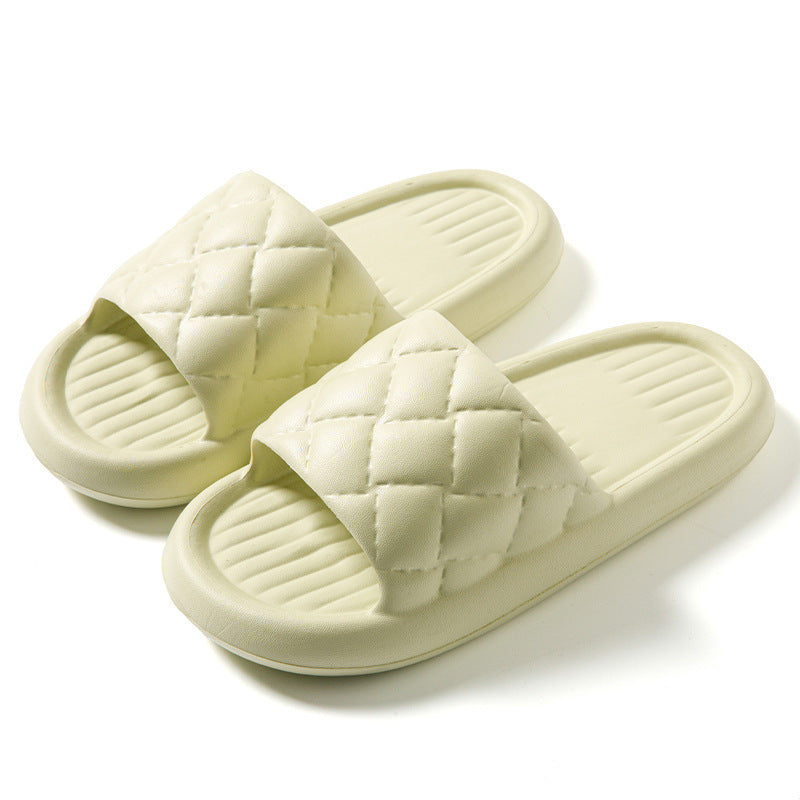 New Rhombus Home Slippers Summer Non-slip Floor Bathroom Slipper Lightweight Simple House Shoes For Women Men - Enfance-Heureuse