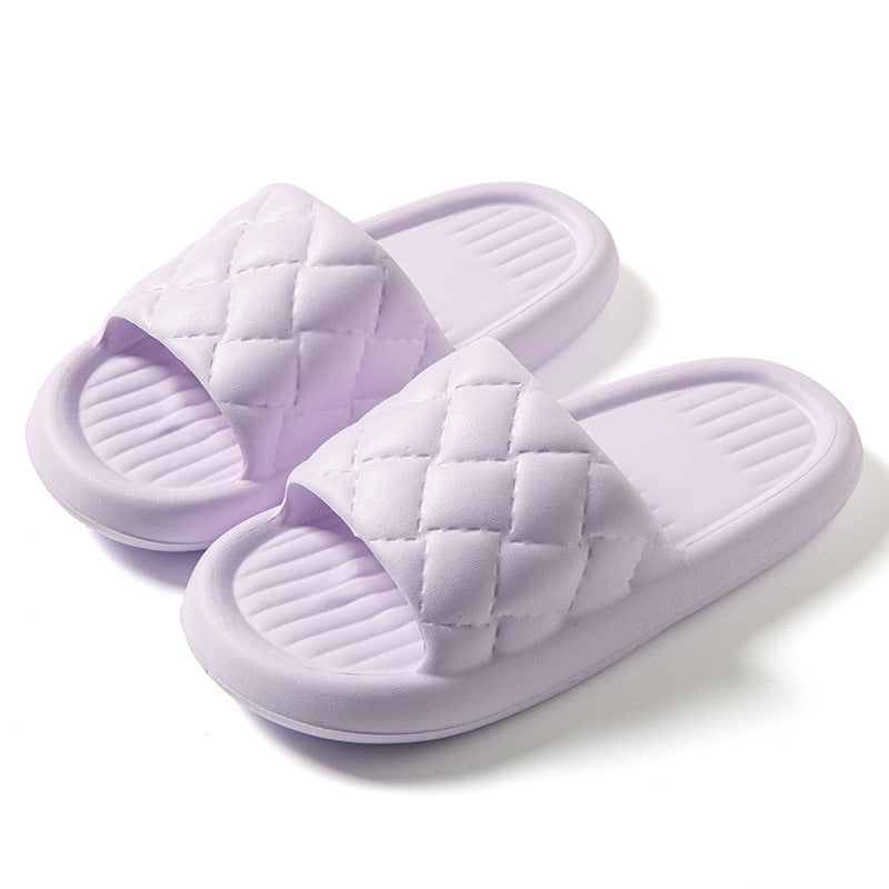 New Rhombus Home Slippers Summer Non-slip Floor Bathroom Slipper Lightweight Simple House Shoes For Women Men - Enfance-Heureuse