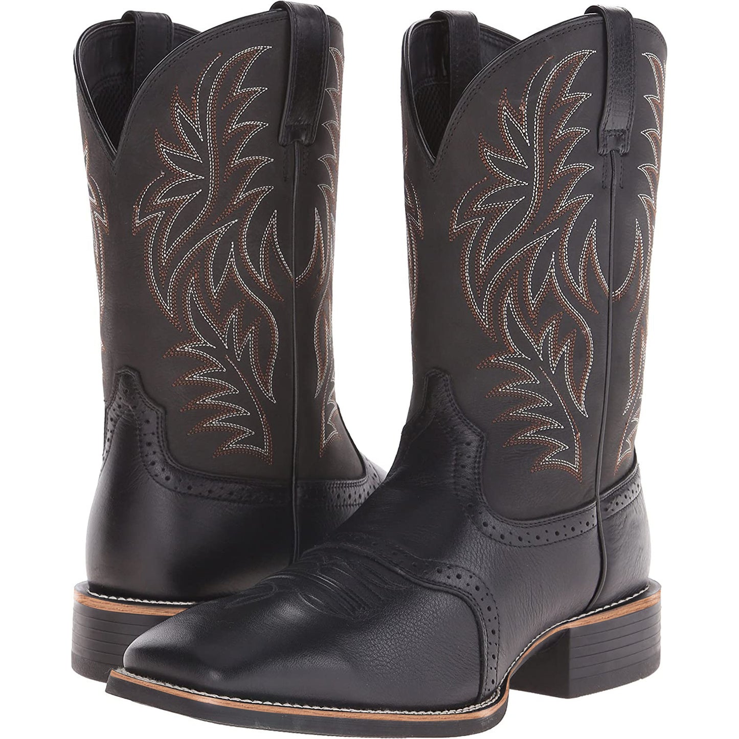 High Embroidery Vintage Engraving Stitching Wide Head Western Cowboy Boot - Enfance-Heureuse
