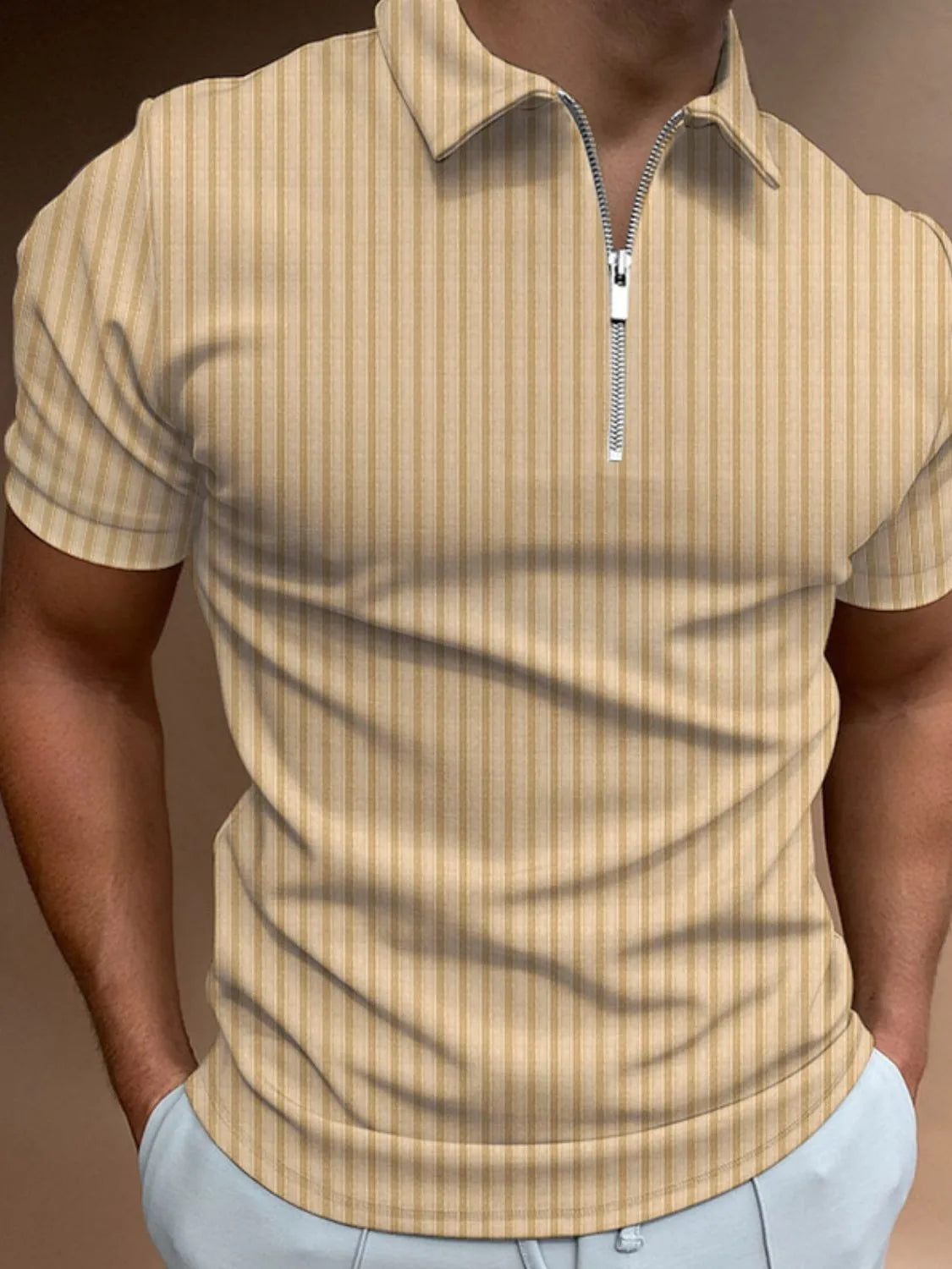 Men's Full Size Collared Neck Short Sleeve Polo Plus Size - Enfance-Heureuse