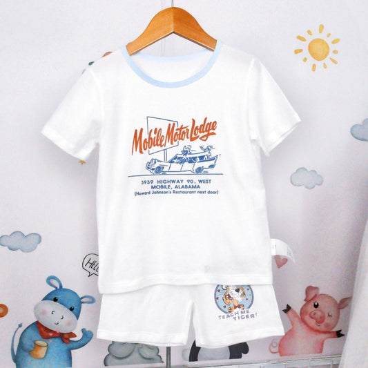 Boys And Girls Cotton Mesh Fabric Cartoon Pattern Breathable All-match Short Sleeve T-shirt - Enfance-Heureuse