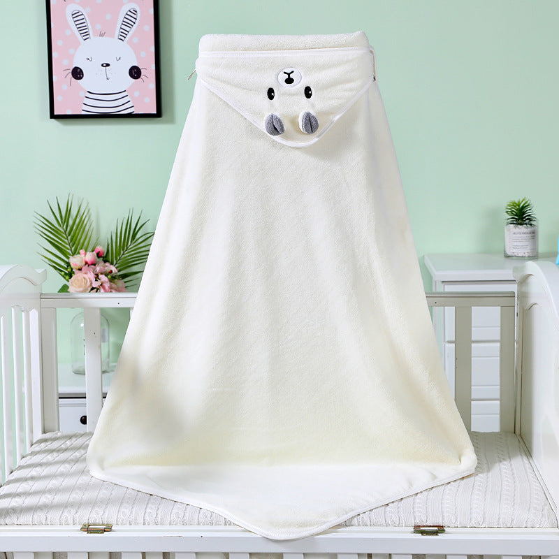 Coral Fleece Baby Bath Towel Bathrobe - Enfance-Heureuse