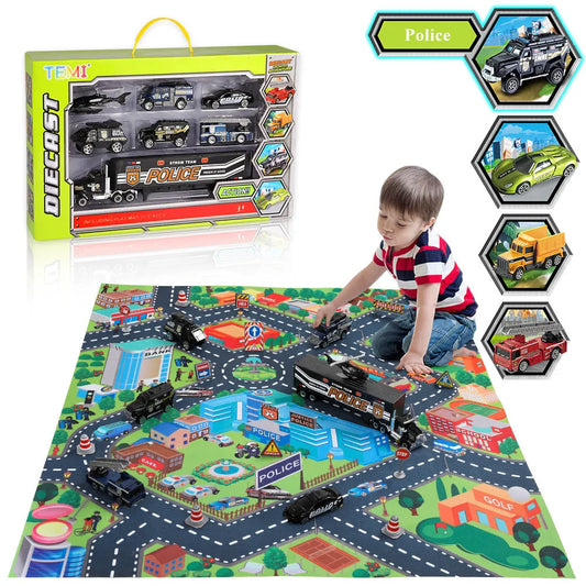 Mini Racing Toy Alloy Engineering Car Parking Lot Scene Game Mat Carpet - Enfance-Heureuse
