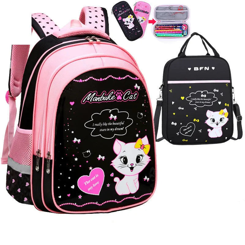 Enfants École Mignon Chat Impression Sac À Dos - Enfance-Heureuse