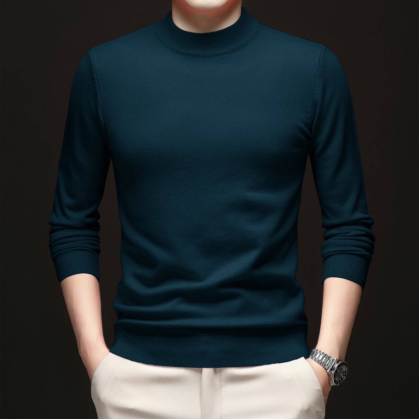 Thick Warm Sweater Half Turtleneck Simple All-matching Base - Enfance-Heureuse