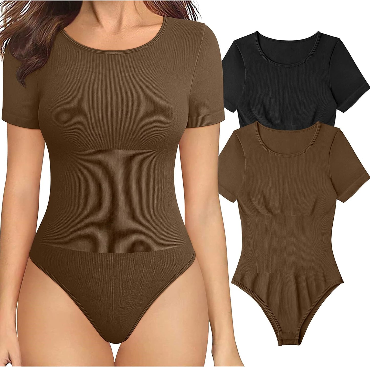 European And American Square-neck Cinched Corset Close-fitting Seamless Short Sleeve T-back - Enfance-Heureuse