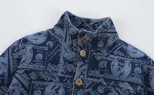 Fashion Simple Print Boy Denim Suit - Enfance-Heureuse