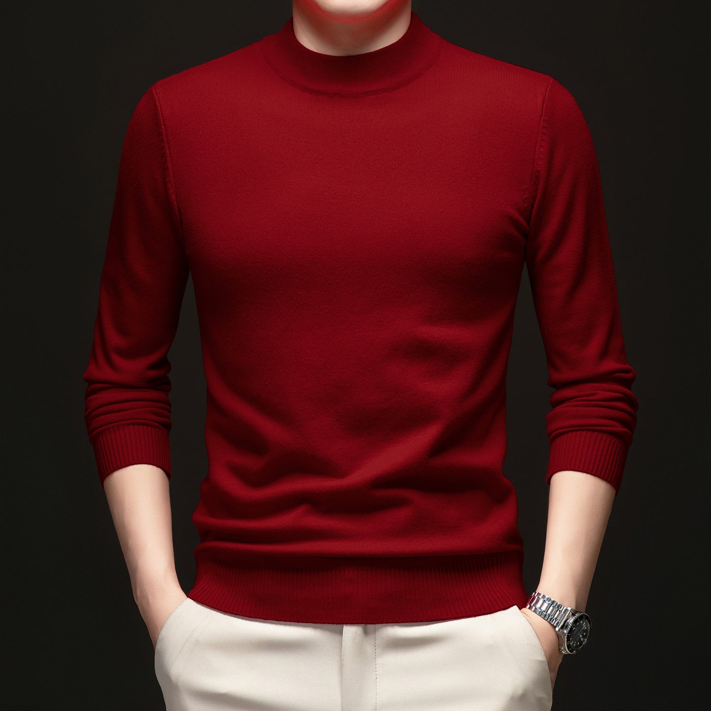 Thick Warm Sweater Half Turtleneck Simple All-matching Base - Enfance-Heureuse