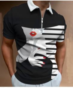 Shirts For Men Face Art Print Short Sleeve Tshirts Streetwear Mens - Enfance-Heureuse