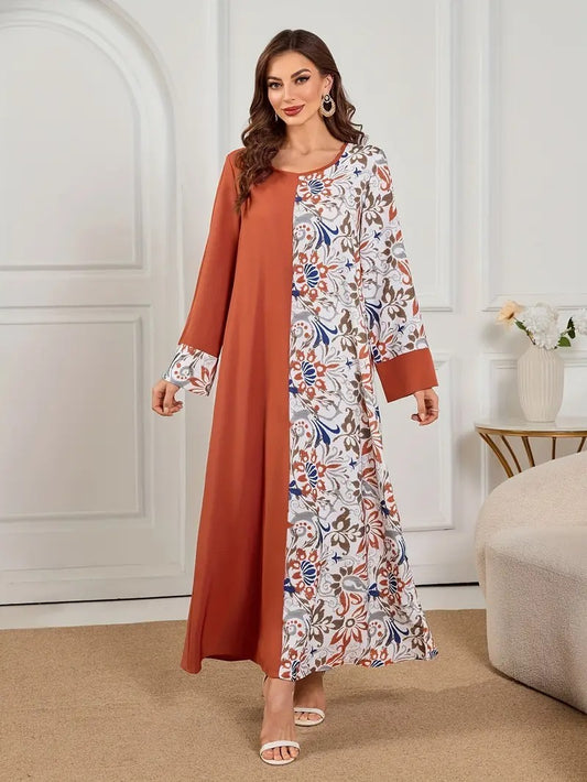 Women's Printed Long Skirt - Polyester Fiber, Machine Washable, Opaque - Enfance-Heureuse