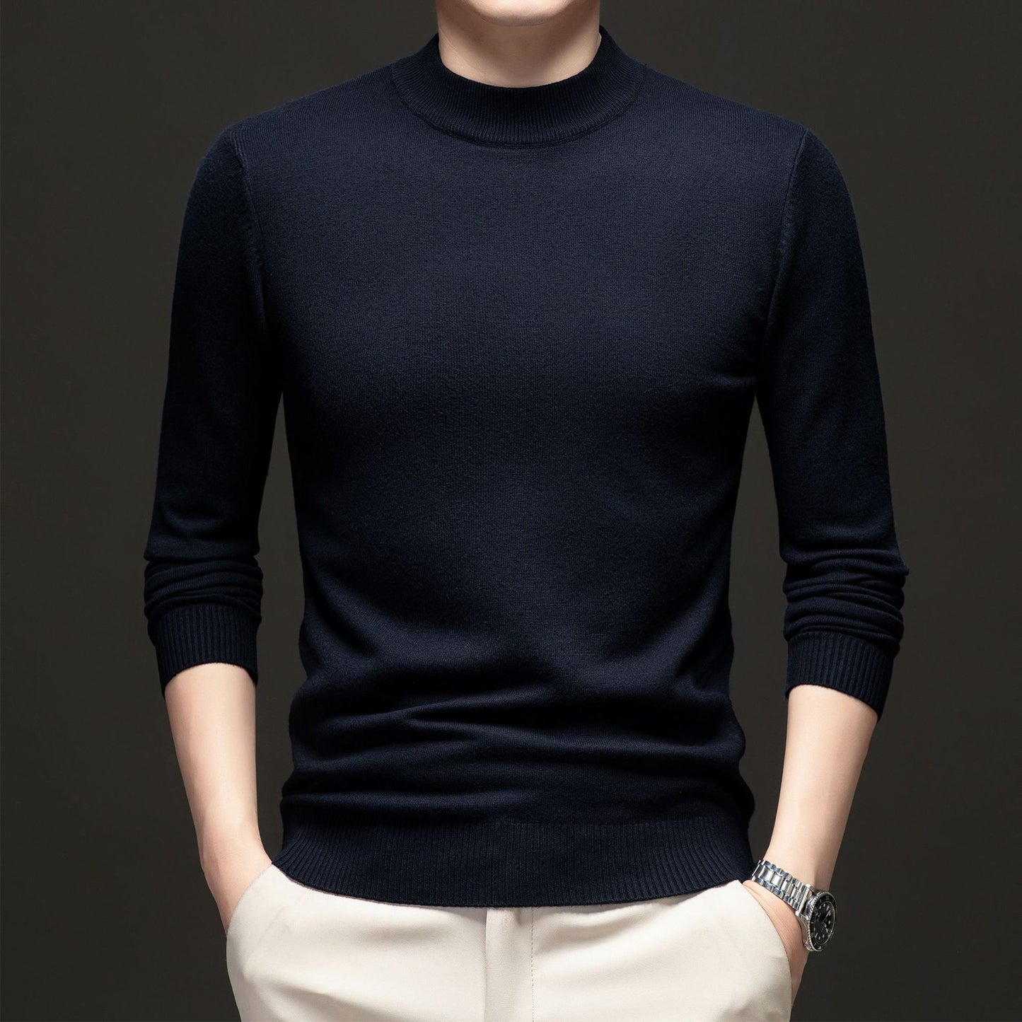 Thick Warm Sweater Half Turtleneck Simple All-matching Base - Enfance-Heureuse