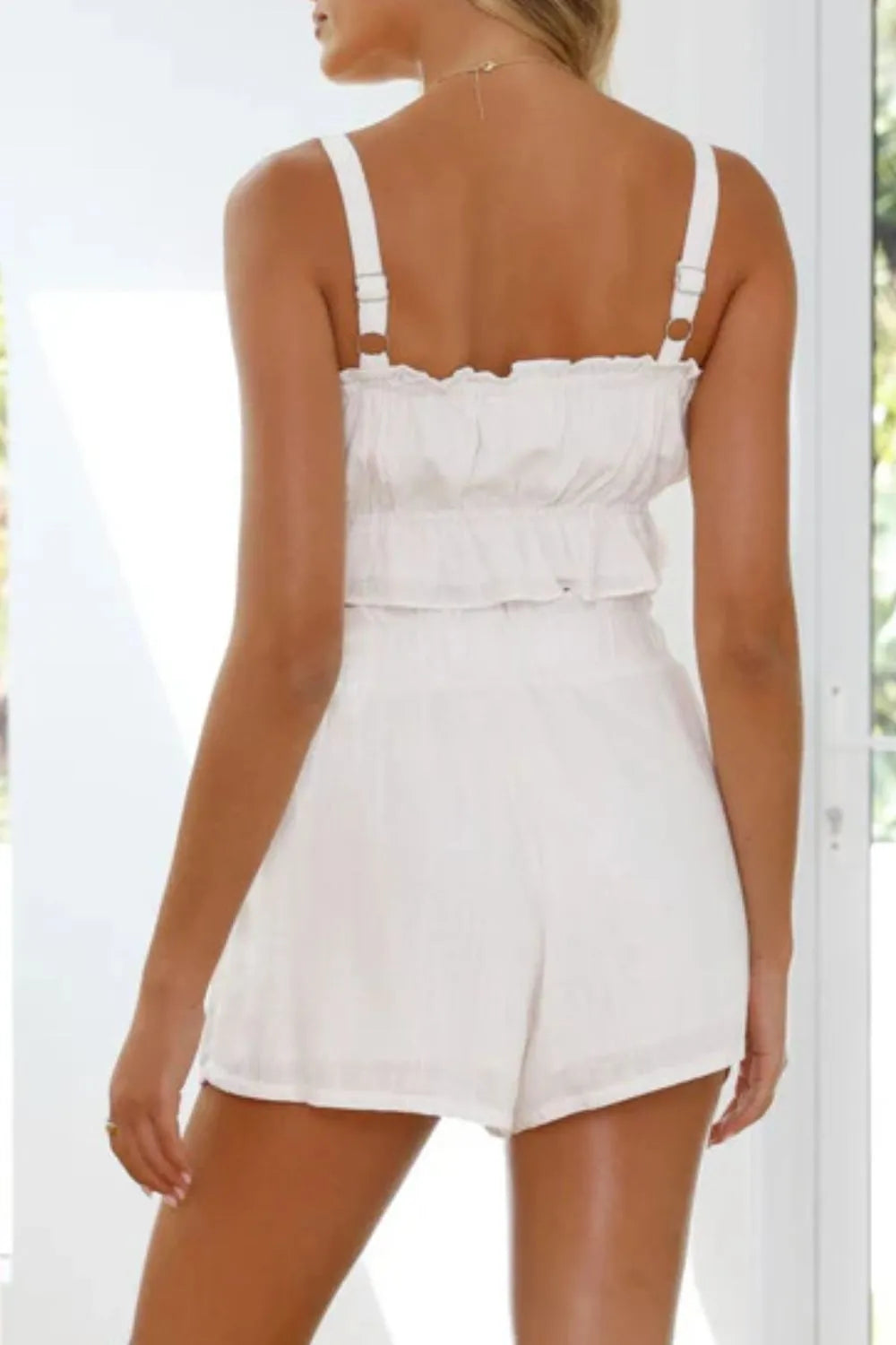 Ruffled Square Neck Cami and Shorts Set - Enfance-Heureuse