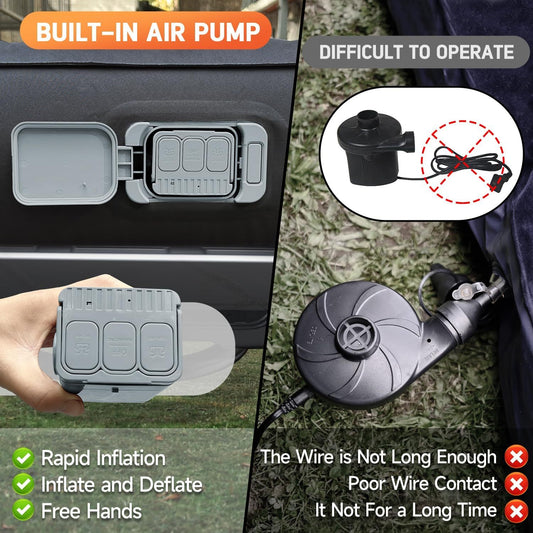 Truck Bed Air Mattress For 5.5-5.8ft Short Beds, Easily Inflates And Deflates With Built-In Rechargeable Air Pump Camping Bed Outdoor Mattress - Enfance-Heureuse