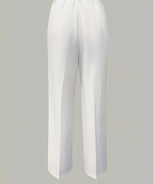 Women's White Minimalist Pants Made Of Polyester - Enfance-Heureuse