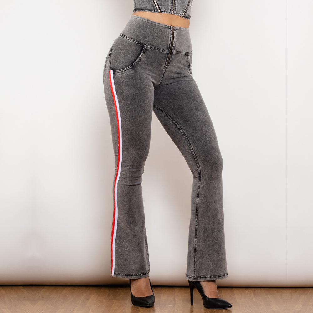 Shascullfites Melody Jeans Push Up Effect Skinny Jeans Sexy Lift Striped Flare Jeans Women's Denim Pants - Enfance-Heureuse