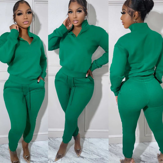 European And American Women's Fashion Sports Zipper Plush Suit - Enfance-Heureuse