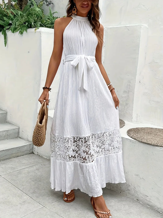 Lace Detail Sleeveless Maxi Cami Dress - Enfance-Heureuse