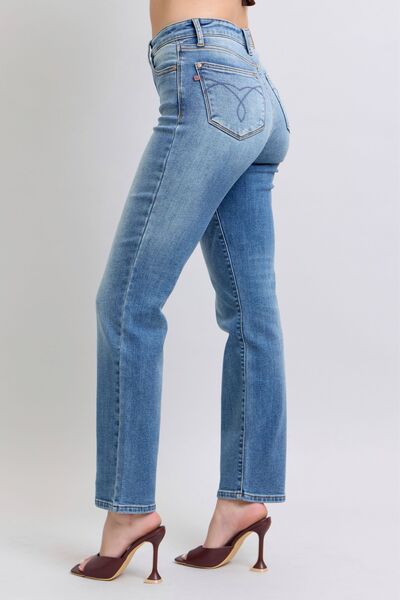 Judy Blue Full Size Run Vintage Wash Thermal Straight Jeans - Enfance-Heureuse