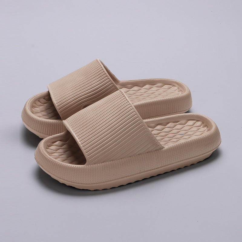 Summer EVA Slippers Solid Color Rhombus Stripe Anti-slip Slippers New Women's Home Shoes - Enfance-Heureuse