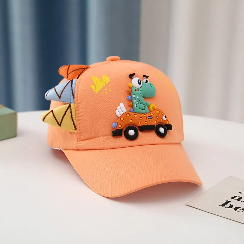 Dinosaur Car Peaked Cap Korean Style Boys And Girls Embroidery