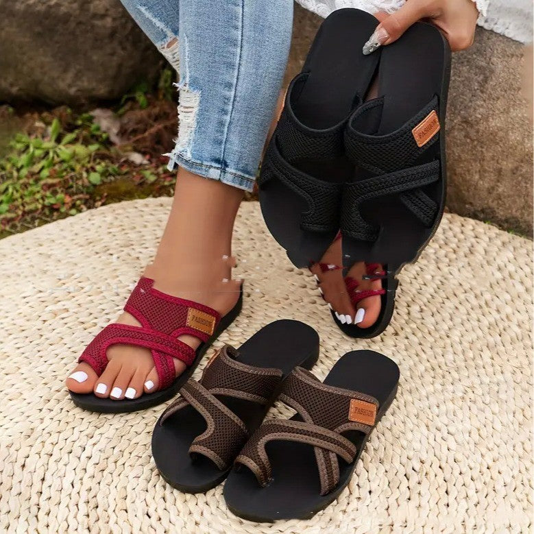 Summer New European And American Breathable Mesh Peep-toe Slippers - Enfance-Heureuse