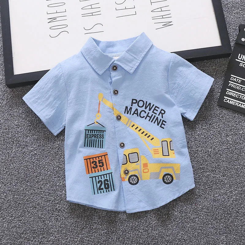 Traje para niños con estampado de ancla, camiseta coreana de manga corta, ropa para niños