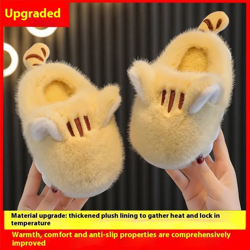 Children's Cotton Slippers, Cute Kitten, Warm And Cold Resistant, Thick Soft Sole