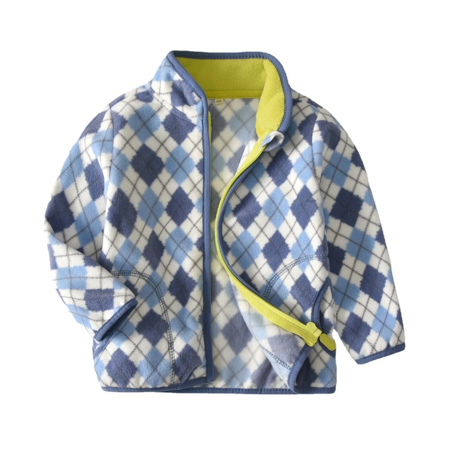 Boys Fleece Jacket Diamond Print Zip Top