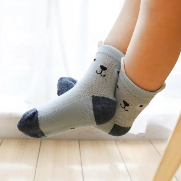Children's Socks Pack of 5 Colors Breathable Summer Cotton Socks for Boys and Girls - Enfance-Heureuse