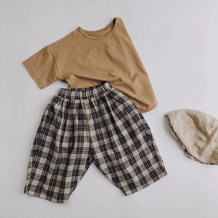 Coréen Enfants Enfants de Plaid Pantalon Carotte