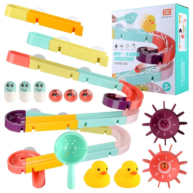 Enfants Jouets Pour le Bain Mur Ventouse Marbre Course Courent Piste Salle De Bains Baignoire Bébé Jouer Jeux D'eau Jouet Kit pour Enfants