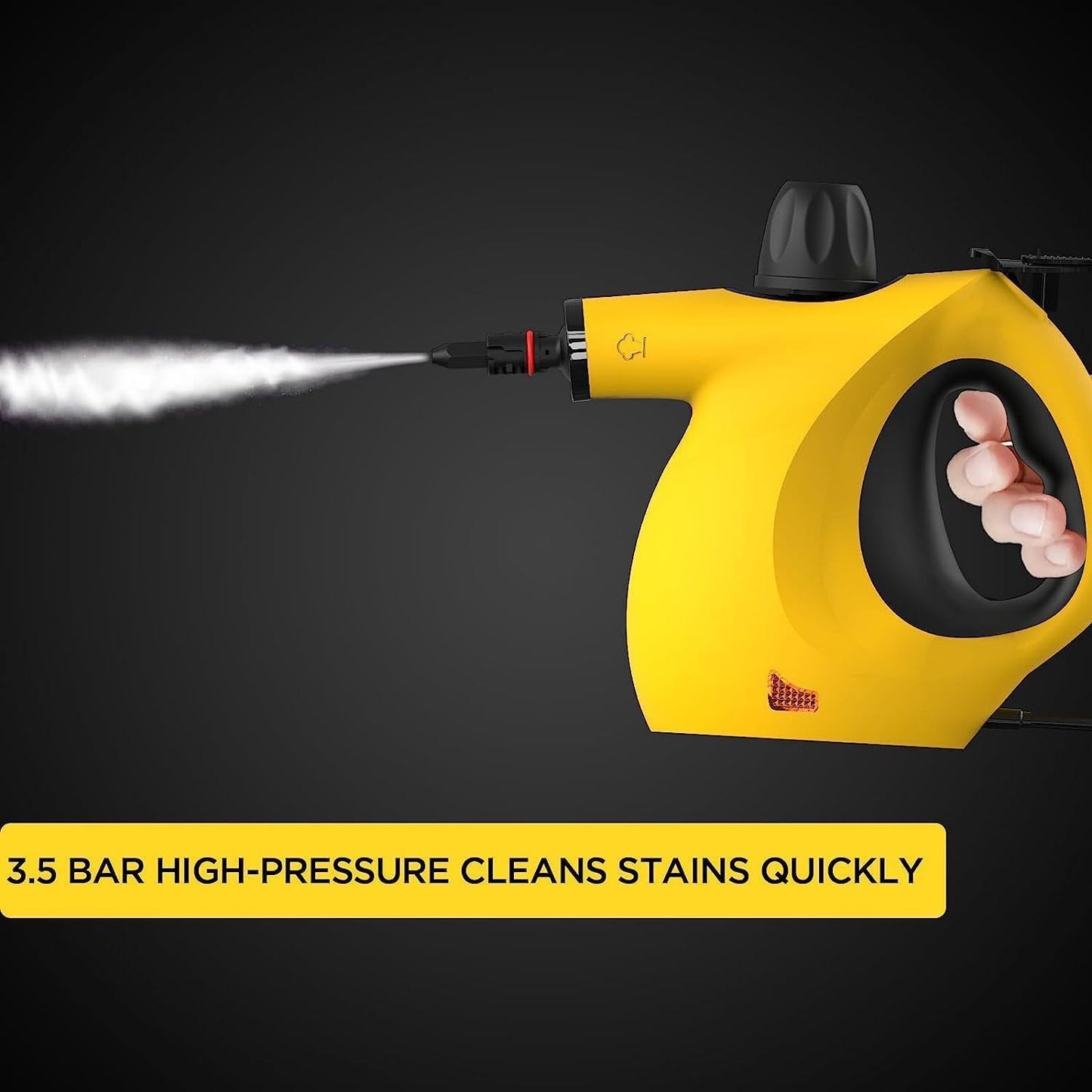 Handheld Multi-Surface Pressurized Steam Cleaner With 12 Accessories, Multi-Purpose Steam Generator For Household Water Tank, Natural Steam Cleaning, Yellow - Enfance-Heureuse