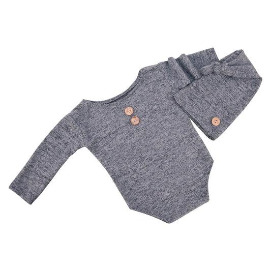 Bébé Photo Vêtements Accessoires Bouton Chapeau Deux Ensembles - Enfance-Heureuse