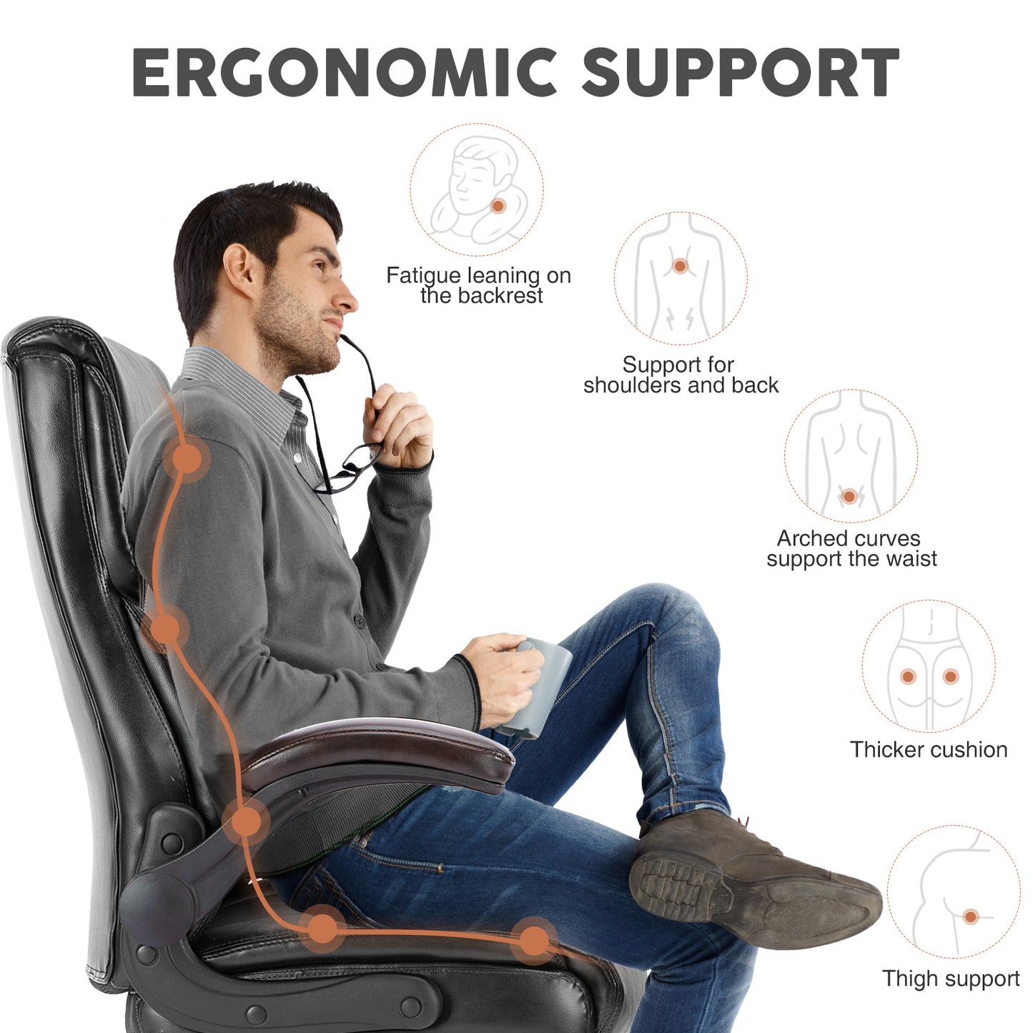 PU Leather Office Chair - Enfance-Heureuse
