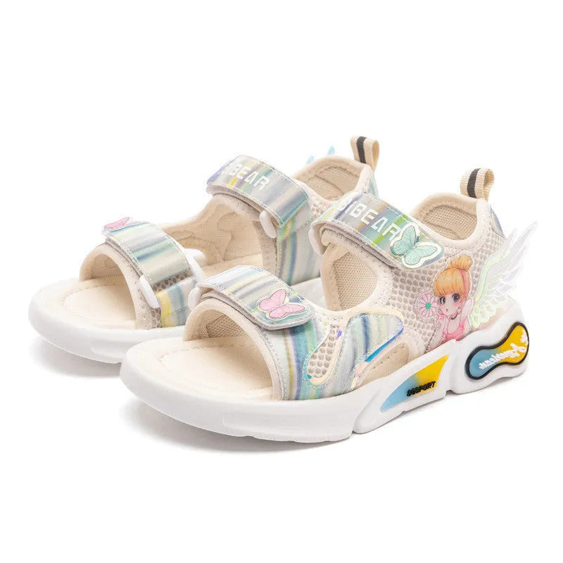 Harpy Bear Zapatos para el sol para niños, zapatos de princesa, sandalias para niñas, zapatillas transpirables de dibujos animados lindos