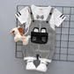 Factory direct handsome children's clothing Korean male baby cartoon strap two-piece suit cotton one generation A128 - Enfance-Heureuse
