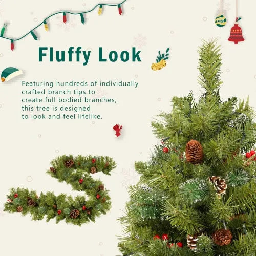 Pre-lit Christmas Tree Artificial Christmas 4-piece Set - Enfance-Heureuse