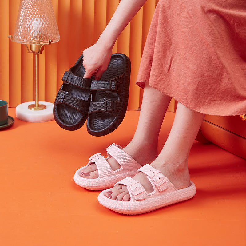 Platform Slippers Women's Summer Buckle Home Shoes Fashion Outdoor Wear Soft Bottom Sandals - Enfance-Heureuse