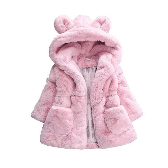 A girl's fur coat for fall and winter 