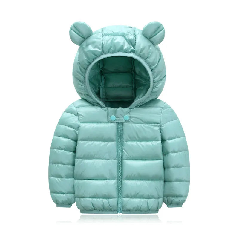 Children's cotton-padded jacket with thin ears down jacket