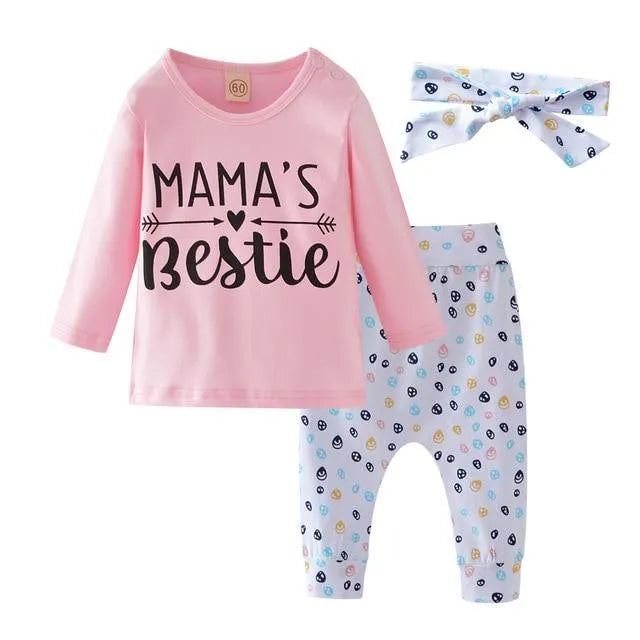 Long Sleeve Baby Girl 3 Pcs Sets